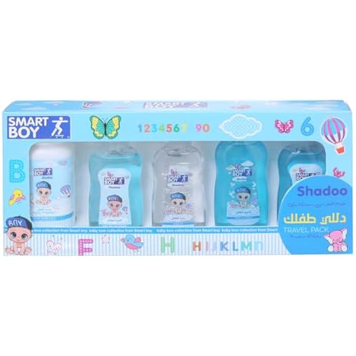 Baby Skin & Hair Care Set (Shampoo + Conditioner + Powder + Oil + Lotion), Light Blue DR-A-621 - Image 2